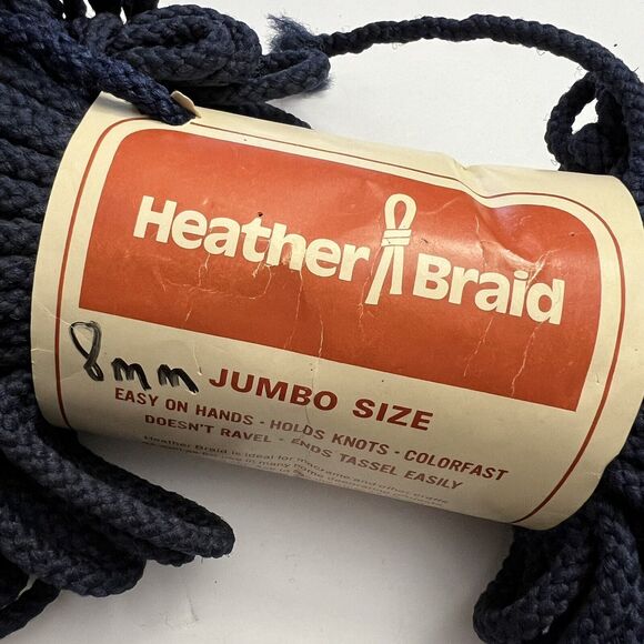Vintage Heather Braid Macrame Cord 8mm 60 Yds Knotting Weaving Craft Knit Blue - Picture 3 of 5